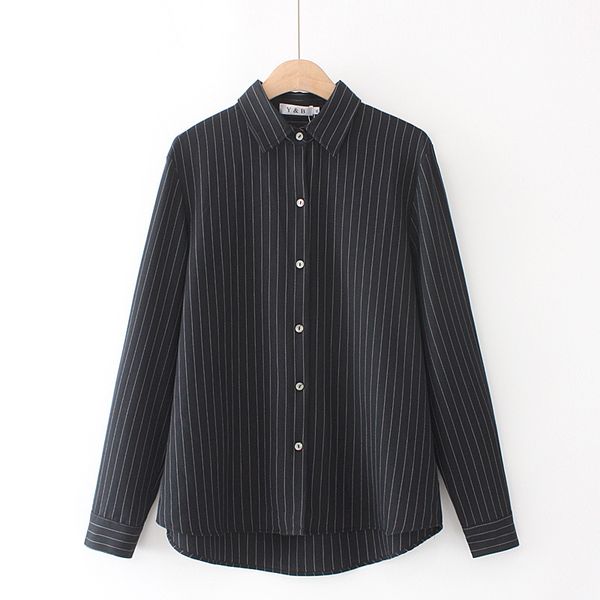 

xl-4xl plus female striped blouse size ol'button up fashionable blouses 5p01, White