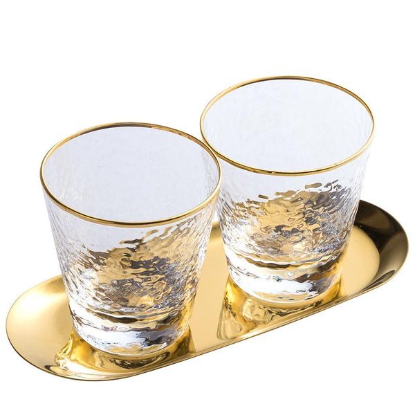 

bath accessory set golden line transparent glass mouthwash cup bathroom accessories stainless steel tray mouth set/wash room toothbrush