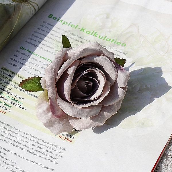 

12pcs lot italy rose flower heads 9.5cm artificial flowers handmade diy wedding party costume hat diy scrapbooking wreath flores jllpdc