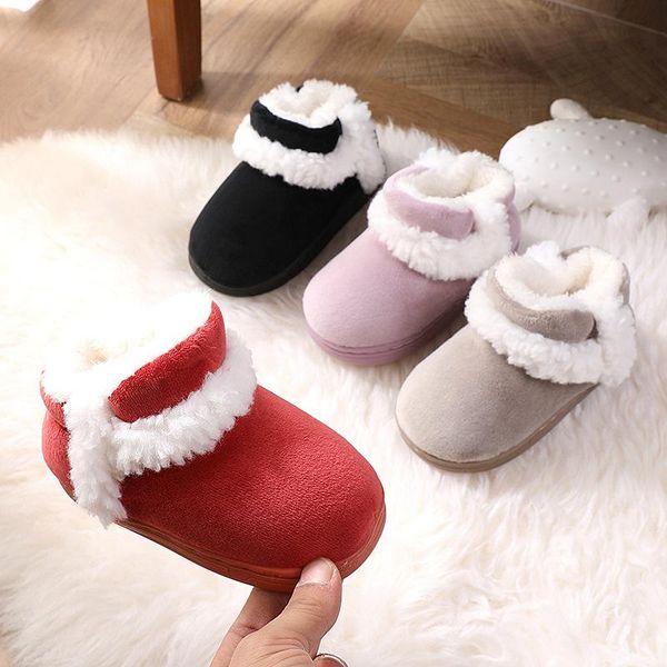 

winter infant boots warm plush baby girls boys snow boots outdoor soft bottom non-slip kids boot cotton shoes sba002, Black;grey