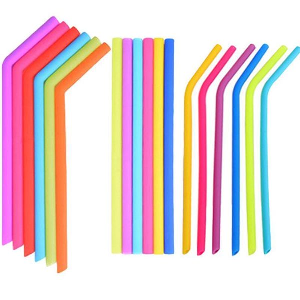 

24 styles food grade fold drinks recycling silicone cocktail straws candy color straw party supplies straight curve dhd2660