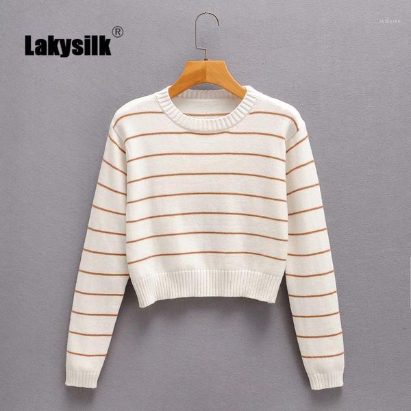 

white striped sweaters women brand knitted fashion casual warm short pullovers female long sleeve o-neck autumn winter jumpers1, White;black