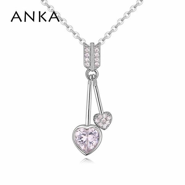 

pendant necklaces anka love cupid's double arrow heart women & pendants trendy fashion cubic zirconia cute necklace jewelry #120853, Silver