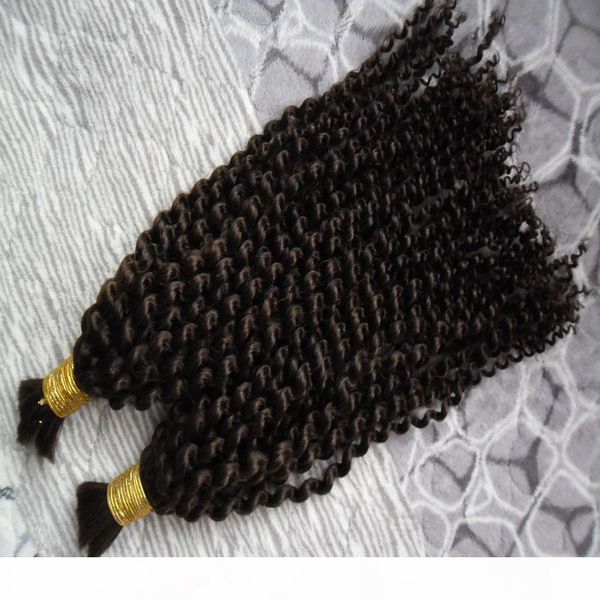 

200g human braiding hair bulk no attachment kinky curly hair extension for braids 2pc no weft brazilian human hair crochet braids bulk, Black