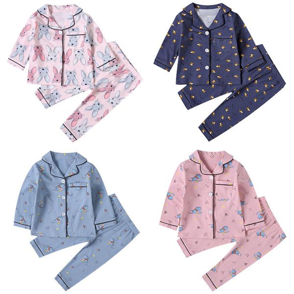 

saileroad children cartoon rabbit pajamas for girls kids animal printed pyjamas girls pajamas child home wear boys sleepwear set y200704, Blue;red