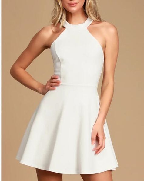 

2022 graduation dresses a-line halter neck prom dresses party evening beaded homecoming dress new style, Blue;red