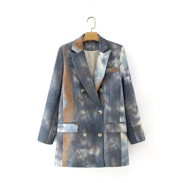 

gtgyff women's blazer suit korean style tie-dye jacket double breasted loose woman winter clothes outerwear jacket coat korean, White;black
