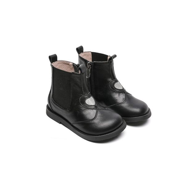 

winter new princess leather boots comfortable soft soled leather warm velvet children' shoes baby girl shoes, Black;grey