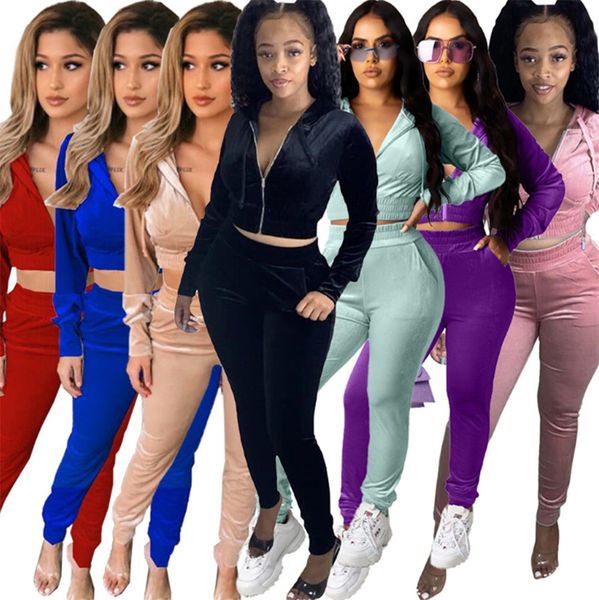 

women sweatsuit hooded 2 piece set casual outfits long sleeve jacketleggings fall winter clothes designer jogger suit slim sportswear 4164, White