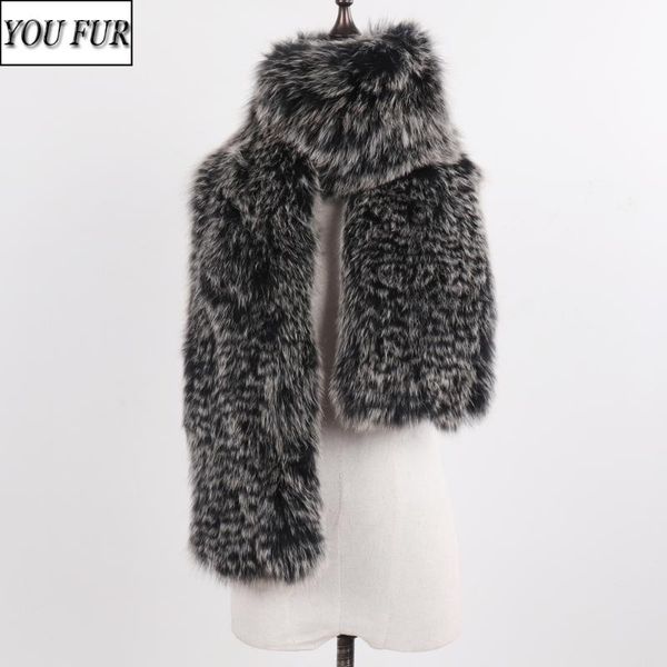 

scarves real fur long style scarf winter women warm fluffy natural raccoon luxury lady knit mufflers, Blue;gray
