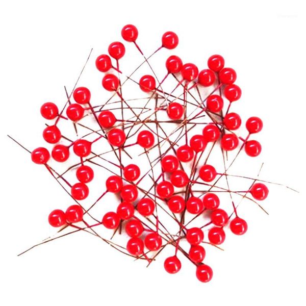 

200pcs red berry artificial fake flower branch fruit ornament simulation model diy crafts flores artificiais gifts decor1
