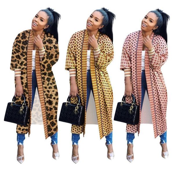 

women coat loose cardigan leopard printed jacket fashion threaded long sleeve straight plus fancy modern lady streetwear clothes, Black;brown