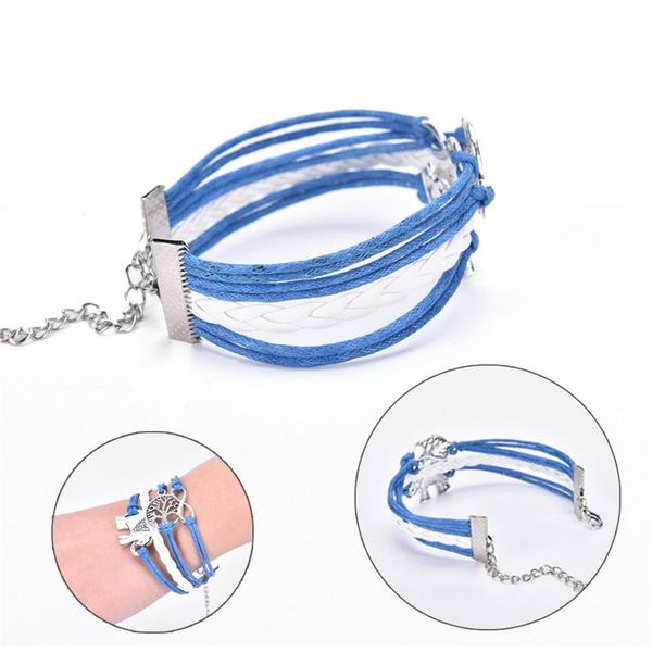 

1 pcs retro elephant blessing leather rope religion vintage wishing trees charm bracelet travel gift souvenirs wholesale, Golden;silver