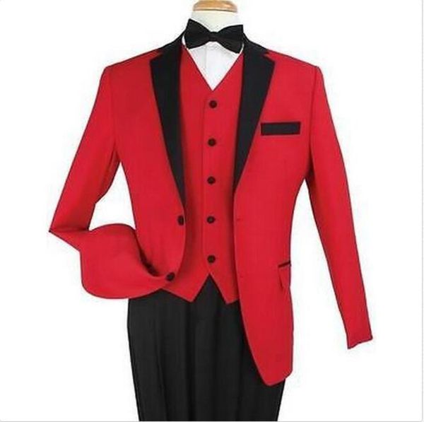 

designer suits for men bespoke red man groomsmen suit black lapel wedding groom tuxedo prom suit, White;black