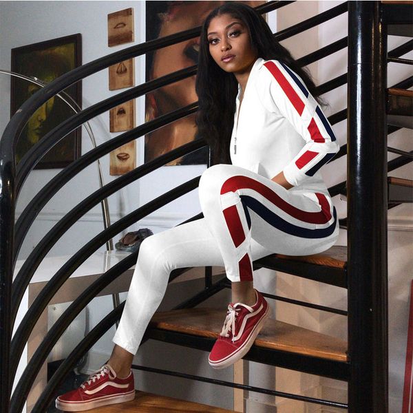 

spring and autumn new style korean fashion cover belly reduce age and look thin western leisure sports suit women, White