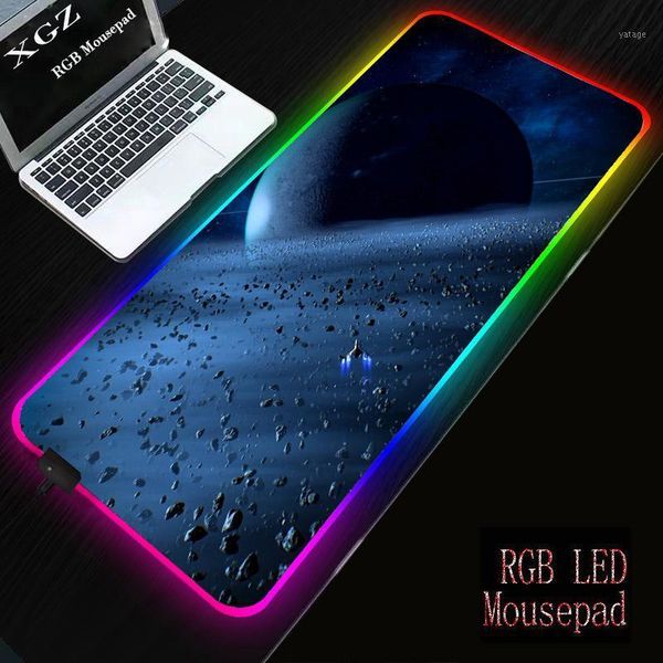 

mouse pads & wrist rests xgz starry sky anime rgb gaming pad led with backlight large rubber mausepad pc keyboard table mat lock edge 400x90