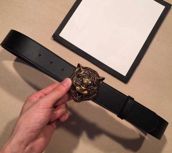 

belts genuine leather business men pure black color tiger pattern belt buckle ing, Black;brown