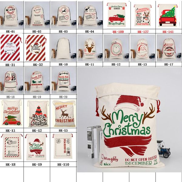 

96jngift with claus santa new reindeer sack cotton environmental protection bundle mouth canvas moose christmas bag wholesal