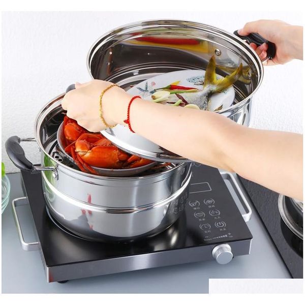 

stainless steel 3 tier steamer steam pot cookware 30cm stainless steel 2 jllgsv allguy