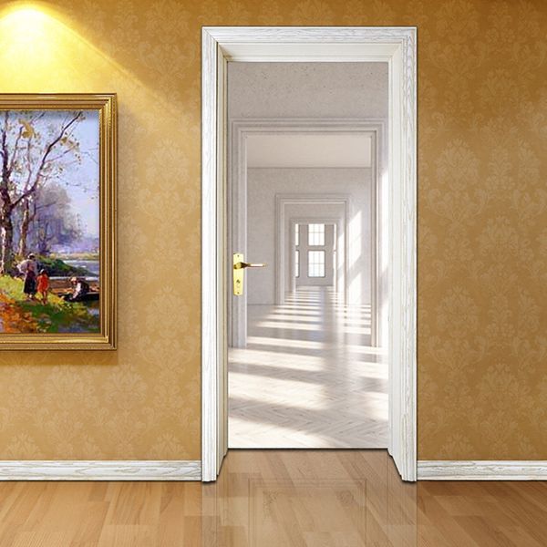 

3d door sticker cross-border imitation stereo corridor home wooden door refurbishment decorative painting wall sticker sp-f053