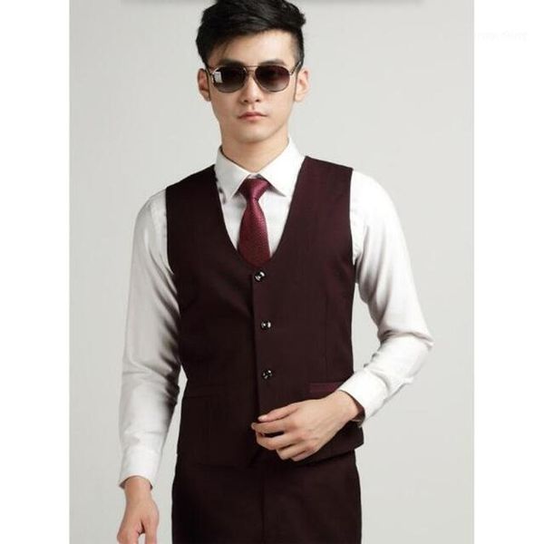

fashion new men's office formal business vests an wine red suit vest mens wedding suits groom vest gift1, Black;white