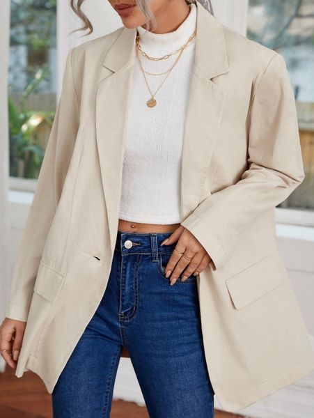 

lapel neck single button blazer y9il#, White;black