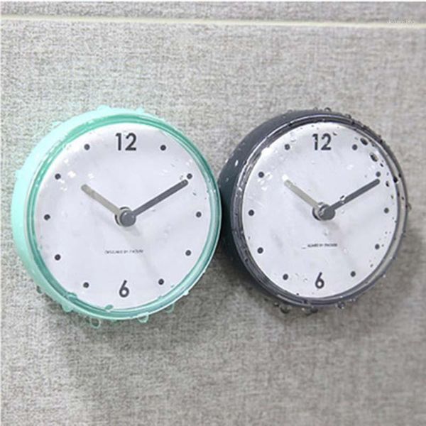 

waterproof round wall clock shower sucker removable battery suction cup clock bathroom home decor watch wall decor 1pc1
