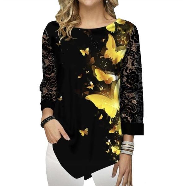 

women blouse shirt 2020 autumn lady fashion print shirts 3 4 lace sleeve elasticity female casual blouse plus size 5xl, White