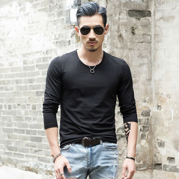 

spring and autumn inf men's long sleeve quick dry street t-shirt, White;black