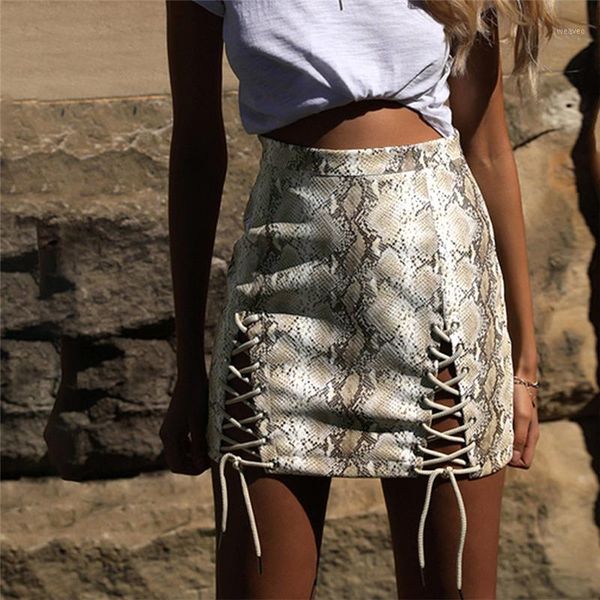 

new women high waist split snake printed pencil skirts girls criss-cross lace up mini skirt short bodycon slim fit skirt vogue1, Black
