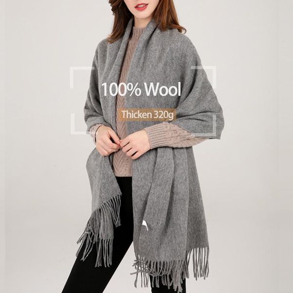 

women solid 100% real wool shawl scarf winter echarpe new thick wraps tassel warm foulard solid pure wool poncho scarf, Blue;gray