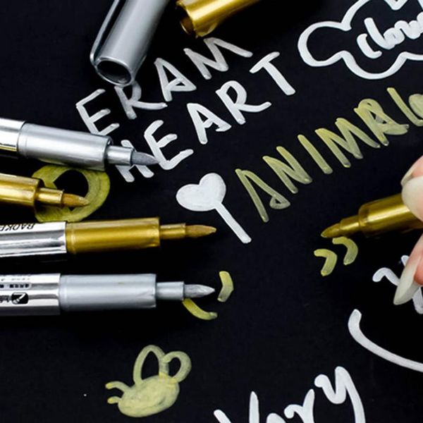 

золото серебро искусство металлическое цвет diy альбом скрапбукинг маркер ручка канцтовары папелария школьные канцтовары поставки f sqcglj b