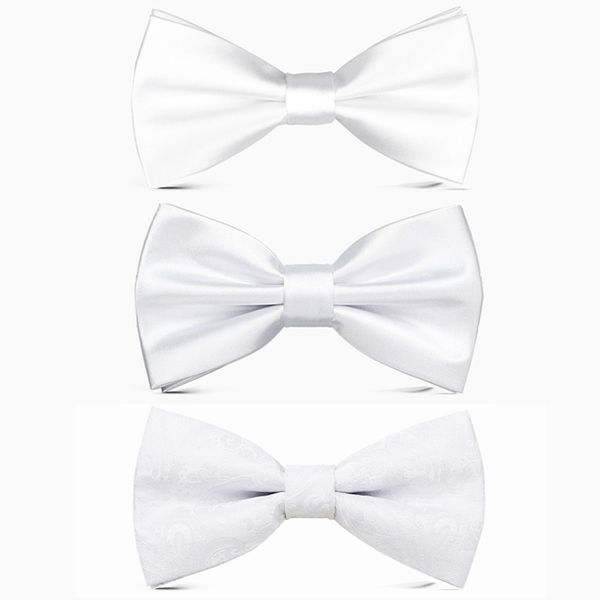 

20 brand new fashion men's bow ties wedding double fabric white bowtie banquet bridegroom party butterfly tie with gift box, Black;gray