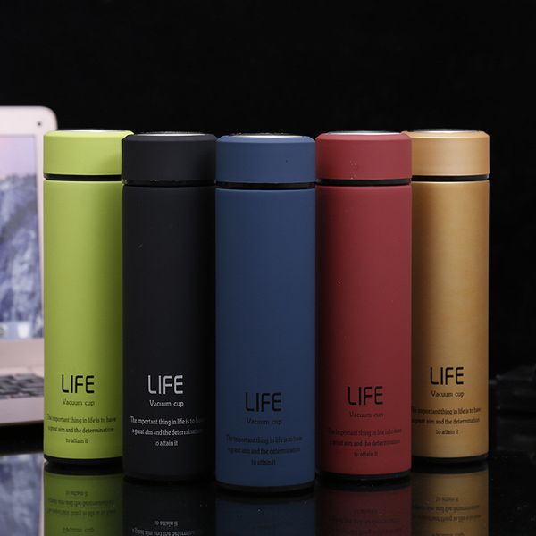 

sainless steel tumbler 500ml wine coffee mugs flasks vacuum insulation office tea cup kettle water bottle 5 colors