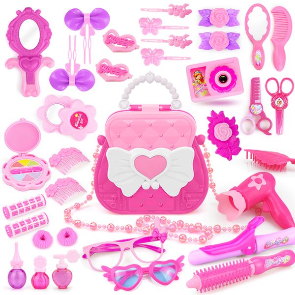 

makeup toys for girls with cute bag simulation toy diy dressing cosmetic princess hairdress pretend play for children play house q1217