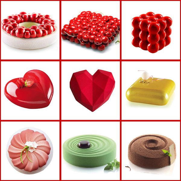

cake decorating mold 3d silicone molds baking tools for heart round cakes chocolate brownie mousse make dessert pan