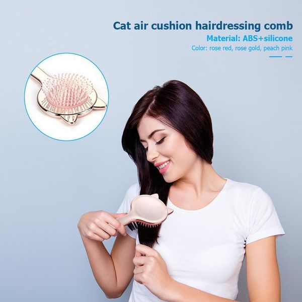 

cute cat ears massage combs salon hairdressing comb hair brush salon hair comb brush hair styling tool hea jllqtk, Silver