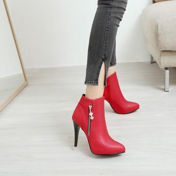 

boots big size women shoes ankle for ladies woman winter water drill pendant side zipper1, Black