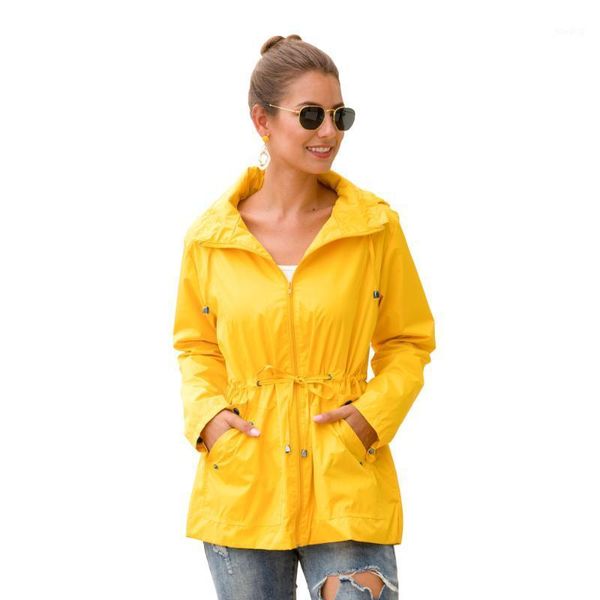 

aifeiyiyi plus size women clothes 2020 waterproof windproof regenjas shorts coat surchemise femme abrigo mujer1, Tan;black