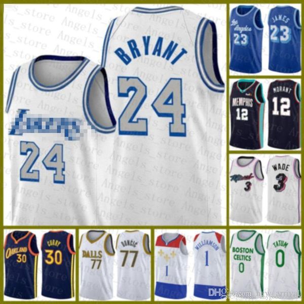 

2020 2021 new basketball jersey los angeles lakers kobe 24 bryant ja 12 morant giannis 34 antetokounmpo ray 34 allen, Black;red