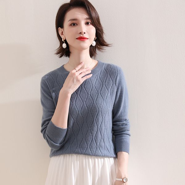 

2021 pure upper knitting sweaters oneck long 100% cashmere pullovers standard female mesh sizes nmzp, White;black