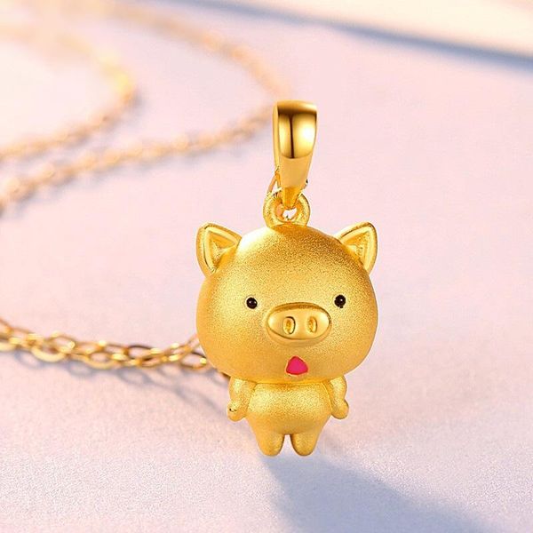 

pendant necklaces gold color pig necklace for women girls gift drop jewelry, Silver