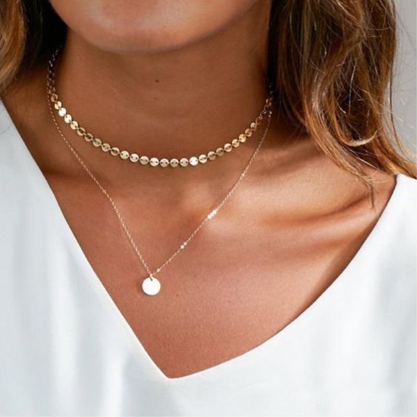 

chains krasivaya round pendent choker necklace for women trendy fashion weeding party jewelry, Silver