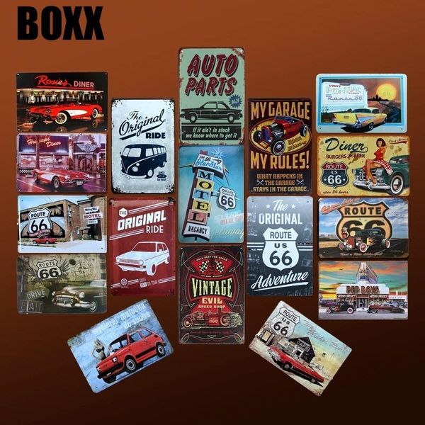 

route 66 vintage car style tin sign art painting bar pub garage l house wall decor metal poster