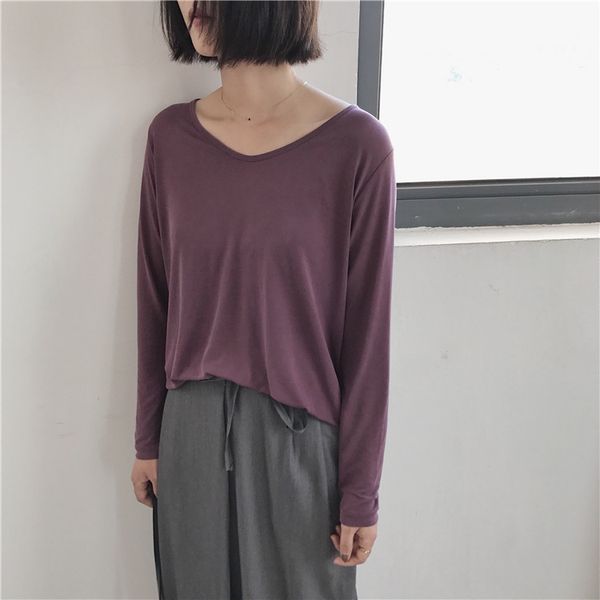 

2021 new super comfortable multi covers ammonia draping simple sleeve long thin shirt undershirt kqq5, White