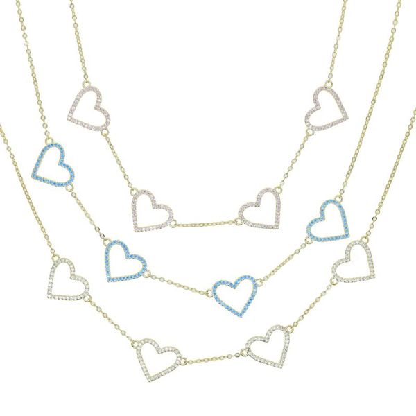 

boho new vintage rainbow cz heart shaped chocker necklace for women short collar party jewelry for girlfriend valentine's gift, Silver