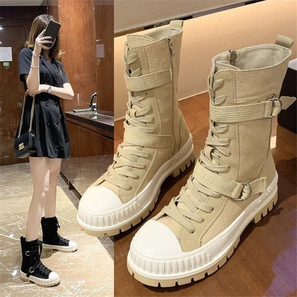 

boots 2021 spring autumn women lace up denim wear-resistant non-slip sport casual boot comfortable breathable, Black