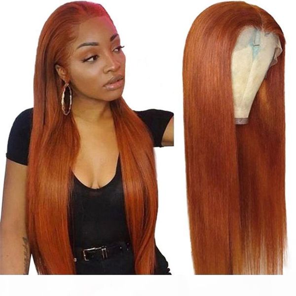 

orange ginger colored human hair wigs brazilian straight lace front human hair wigs for women 150% red 99j lace frontal wig remy, Black;brown