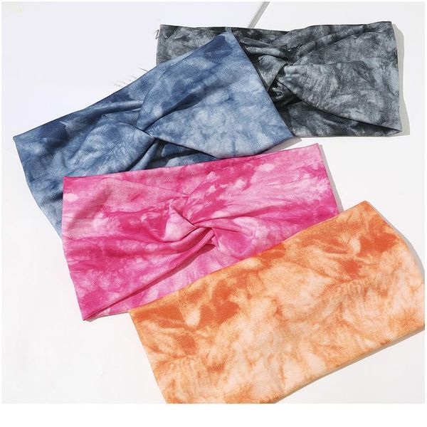

twist cross headbands knot elastic hair band headwrap wide hairband yoga sport tie dye stretch sweat headband women head jllhog