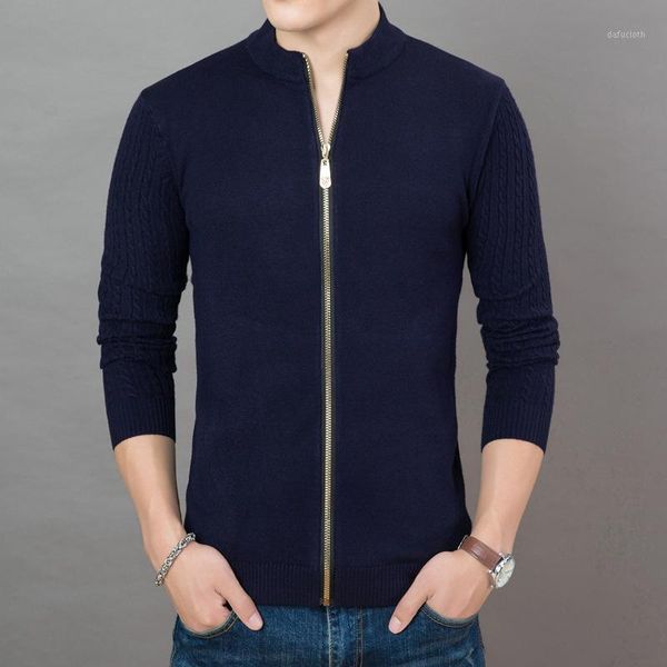 

mandarin collar flat knitted cardigan for men full sleeve sweater coat 2020 new fashion coat male plus size casual jacket1, White;black